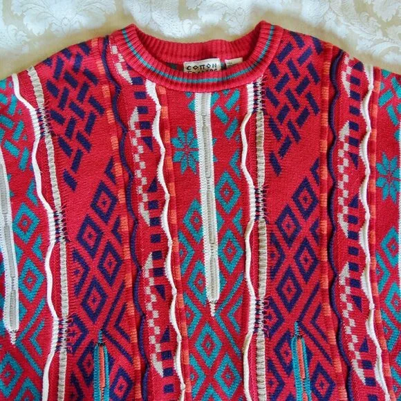 Vintage Cotton Traders COOGI Style 3D Textured Sweater L